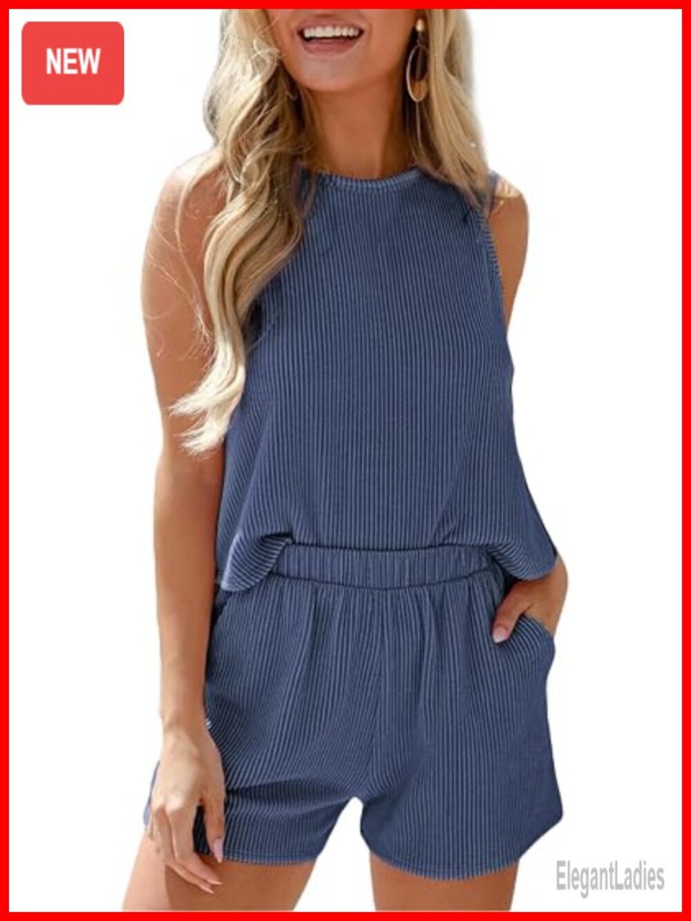 Women's 2 Piece Shorts Set Matching Loungewear Crewneck Tank and Shorts